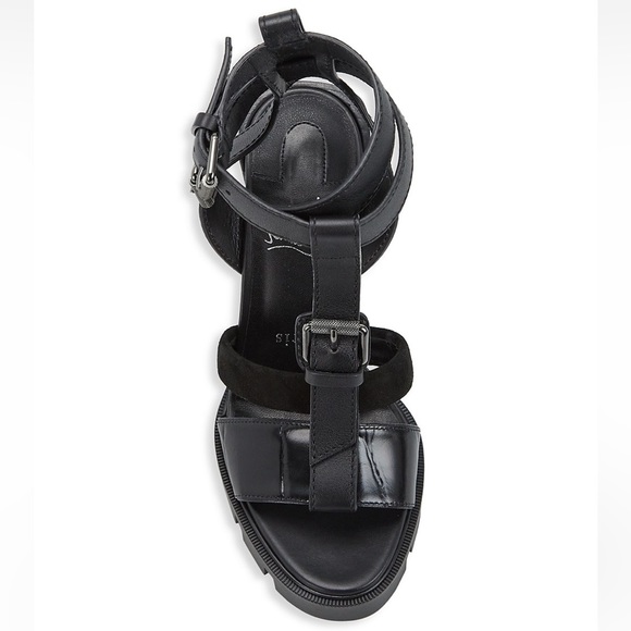 Christian Louboutin Belted T-Strap Lug Leather Sandals - Picture 5 of 11